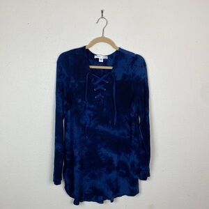 KAREN by Karen Kane | Lace Up Long Sleeve Tie-Dye Tunic L